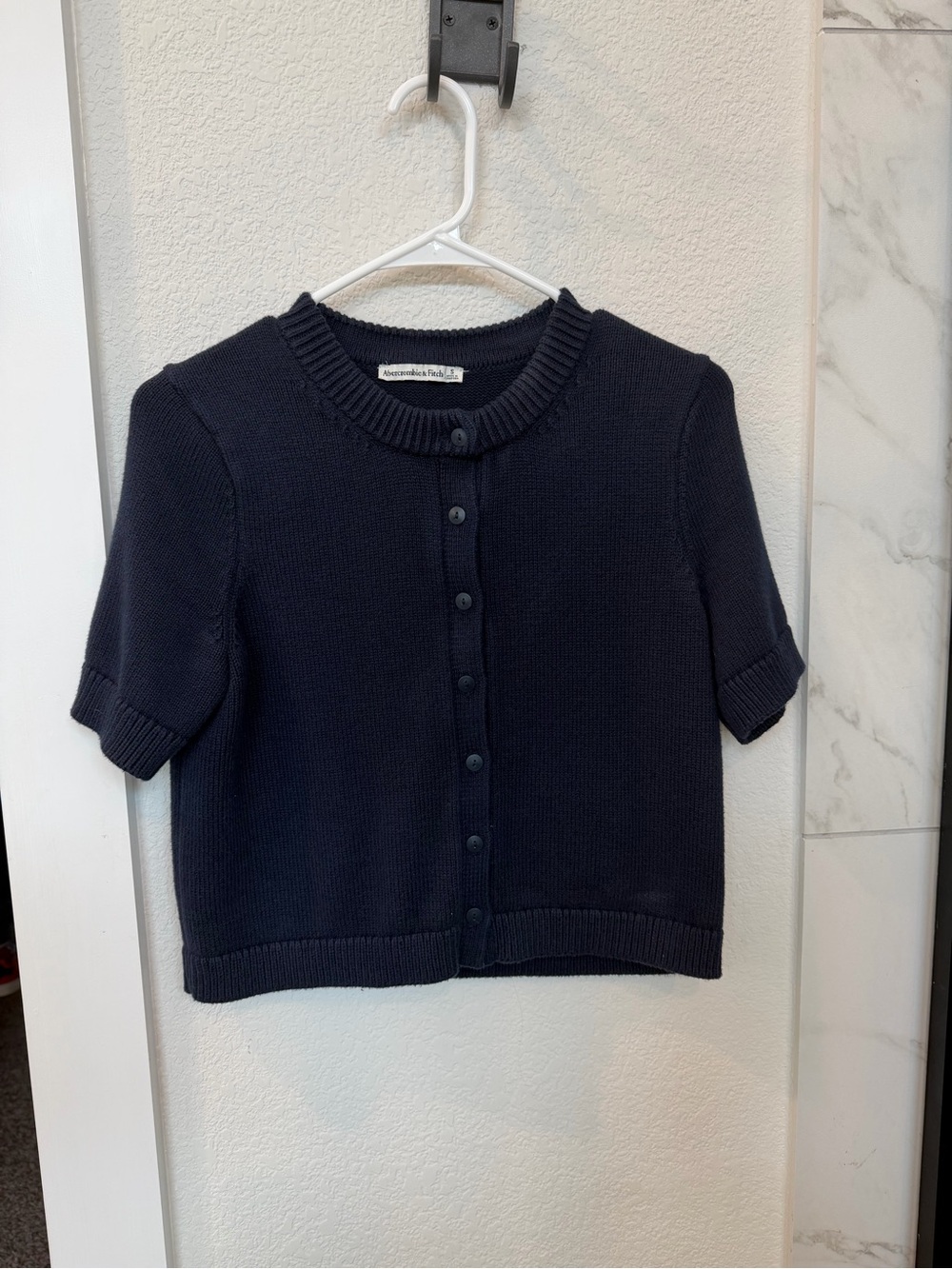 Abercrombie & Fitch Navy Button-Front Knit Top